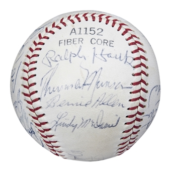 1971 New York Yankees Team Signed Baseball With 21 Signatures Including Munson & White (Beckett)